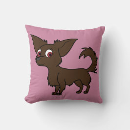 長い毛を搭載するチョコレートチワワ クッション