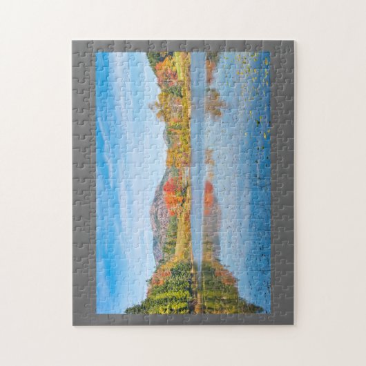 長い池のアカディア国立公園メインの秋 ジグソーパズル (縦)