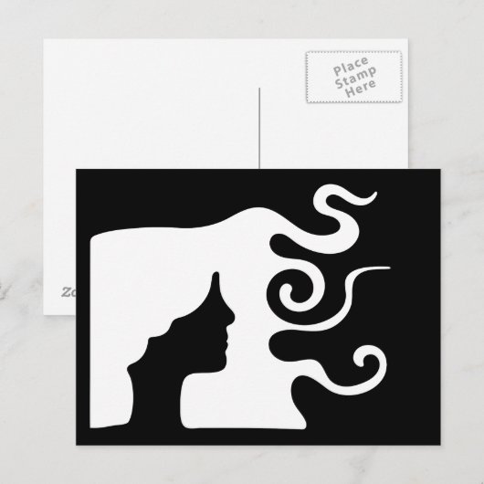 長い波毛の人 ポストカード (正面/裏面)