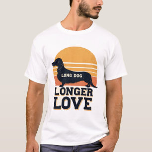 長い犬 長い愛 レトロなダックスフンド 夕焼け グラフ Tシャツ