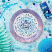 長い王と女王 – 戴冠式。編集可能。 ペーパープレート (パーティー)