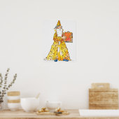 長い白い髭を生やした漫画のような微笑みの魔法使い ポスター (キッチン)