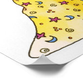 長い白い髭を生やした漫画のような微笑みの魔法使い ポスター (角)