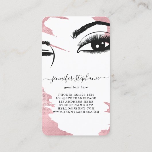 長い目と眉のバラ金ゴールド名刺 コーリングカード (裏面)