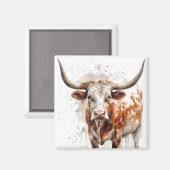 長い絵画牛の水色 マグネット (正面/裏面)