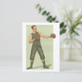 長い緑のトランクを持つヴィンテージのボクサー ポストカード (スタンド正面)