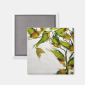 長い緑のポッドとバタフライマグネット マグネット (正面/裏面)