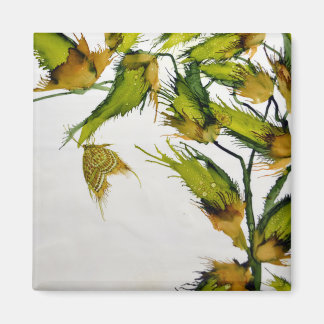 長い緑のポッドとバタフライマグネット マグネット