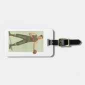 長い緑の幹を持つヴィンテージボクサー ラゲッジタグ (正面横)