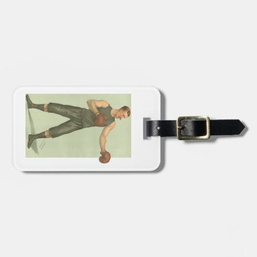 長い緑の幹を持つヴィンテージボクサー ラゲッジタグ (正面横)