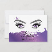 長い美しいまつげ目と眉の手描き サンキューカード (正面)