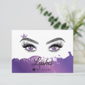長い美しいまつげ目と眉の手描き サンキューカード (スタンド正面)