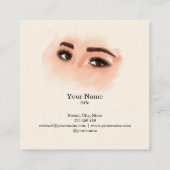 長い美しいまつげ目と眉の手描き スクエア名刺 (裏面)