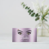 長い美しいまつげ目と眉の手描き 名刺 (スタンド正面)