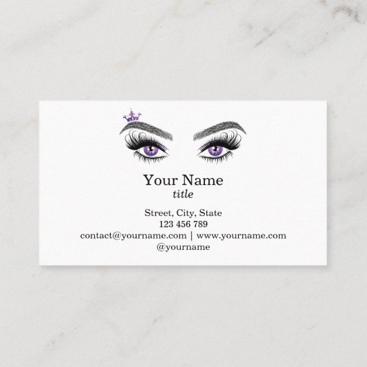 長い美しいまつげ目と眉の手描き 名刺 (裏面)