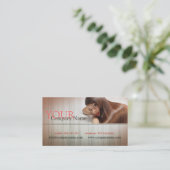 長い美容師のヘアカットの専門家モデル女性 名刺 (スタンド正面)