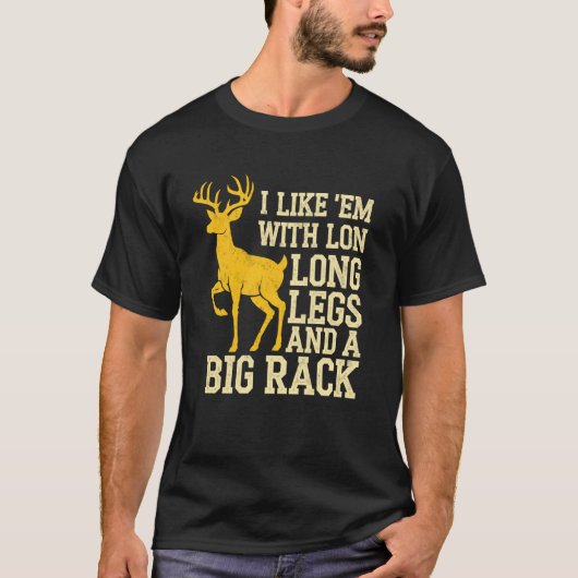 長い脚と大きな角が好きなバックスデアハント Tシャツ (正面)