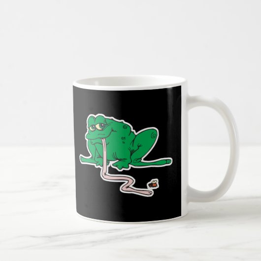 長い舌おもしろいを持つカエル コーヒーマグカップ (右)