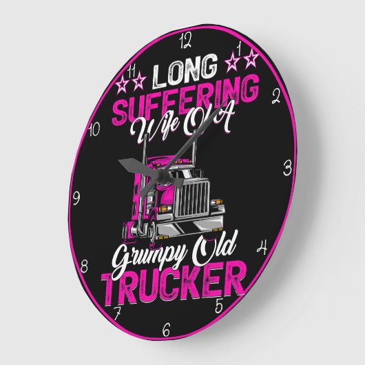 長い苦しんでいる妻の不機嫌なトラック運転手 ラージ壁時計 (傾斜)