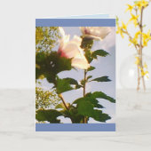 長い茎の白いバラ カード (黄色い花)
