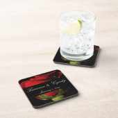 長い茎の赤いバラの個人的な結婚式 コースター (右側)