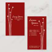 長い茎 – クリーム色の濃い赤 名刺 (正面/裏面)