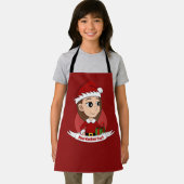 長い茶色の髪のクリスマスガール エプロン (インサイチュ)