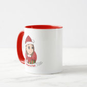 長い茶色の髪のクリスマスガール マグカップ (正面左)