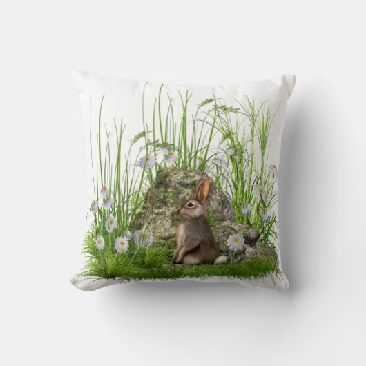 長い草のウサギそしてデイジーはクッションを置きます クッション (正面)