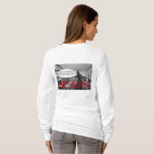 長い袖の女性ティー、ハッピーハローウィン魔女ネコ Tシャツ (裏面フル)