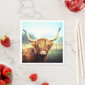 長い角の付いた牛 スタンダードカクテルナプキン (インサイチュ)