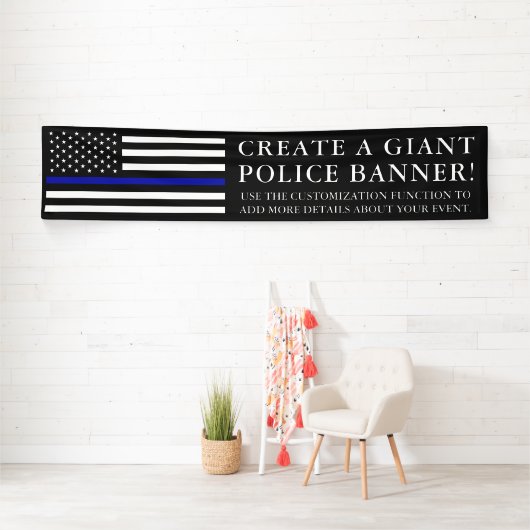 長い警察のテーマの米国旗巨大な| 横断幕 (インサイチュ)