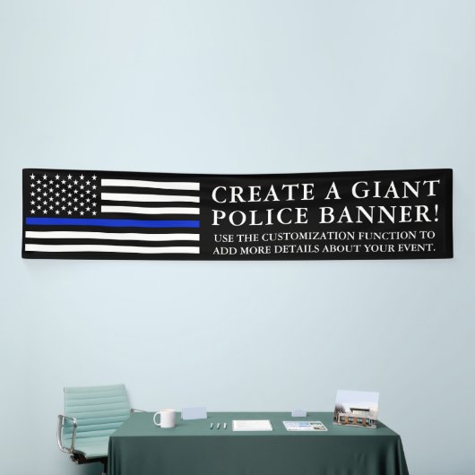 長い警察のテーマの米国旗巨大な| 横断幕 (トレードショー)