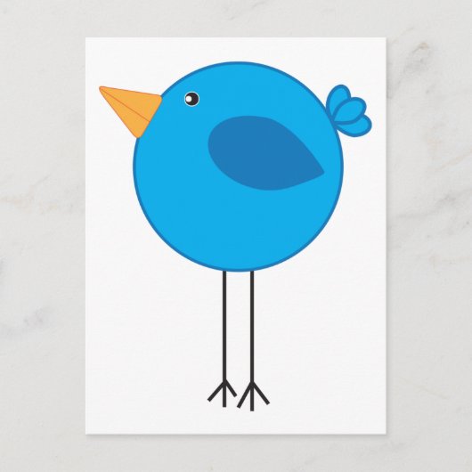 長い足の青い鳥の漫画 ポストカード (正面)