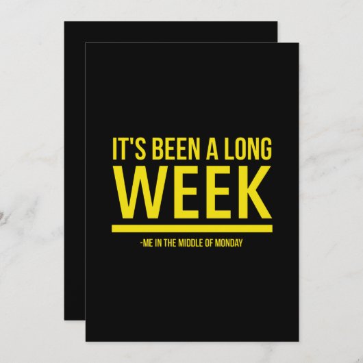 長い週の月曜日に黄色の引用文おもしろいが出た サンキューカード (正面/裏面)