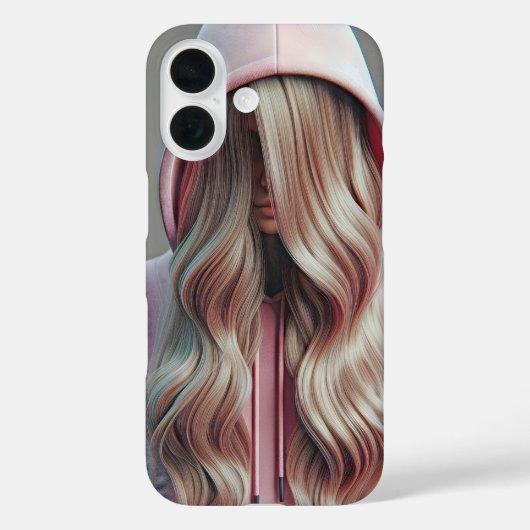 長い金髪の後ろに隠れるティーンエイジャーの女の子 Case-Mate iPhoneケース (裏面)