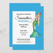 長い金髪の水彩人魚 招待状 (正面/裏面)