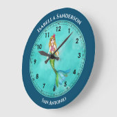 長い金髪の美しい人魚 ラージ壁時計 (傾斜)