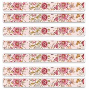 長い長方形の花柄 シール