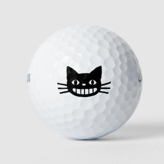 長い頬髯の笑顔の猫 ゴルフボール