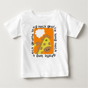 長い首のキリンの幼児のひだのティー ベビーTシャツ