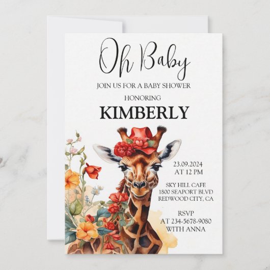 長い首のキリン 招待状 (正面)