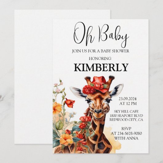 長い首のキリン 招待状 (正面/裏面)