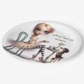 長い首の幅の広い目初期のの女の子と犬 ペーパープレート (アングル)