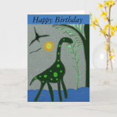 長い首の恐竜のグリーティングカード カード (黄色い花)