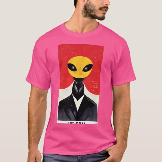 長い首の黄色い頭のエイリアン。 Tシャツ (正面)