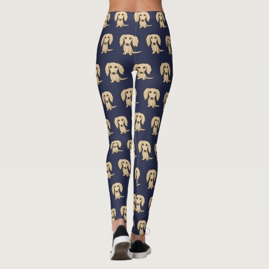 長い髪のクリーム色のダックスフントパターン|ウインナー犬 レギンス (裏面)