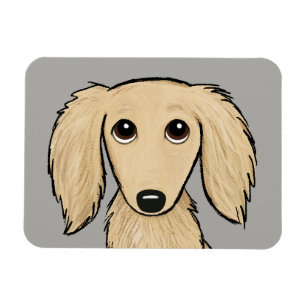 長い髪のクリーム色のダックスフント の漫画のウインナー犬 マグネット