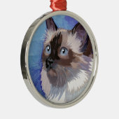 長い髪のシャムのヒマラヤ猫 メタルオーナメント (右)