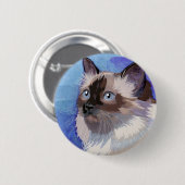 長い髪のシャムのヒマラヤ猫 缶バッジ (正面&裏面)